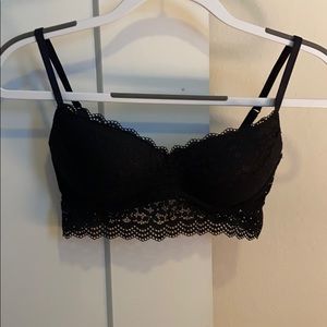 Black lace longline push-up bra